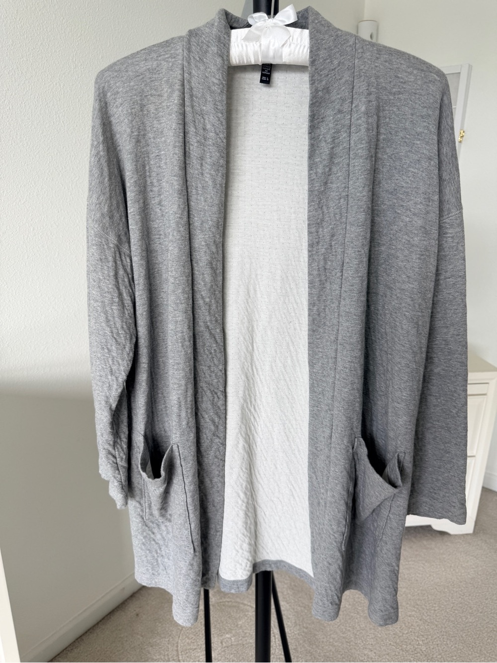 Eileen Fisher Light Heather Gray Open Cardigan